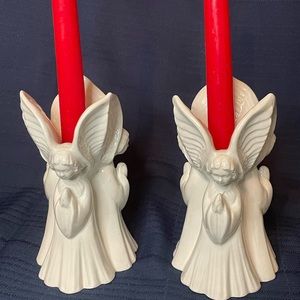 Fitz and Floyd Vintage Praying Angel Candleholder Pair. Great for Christmas